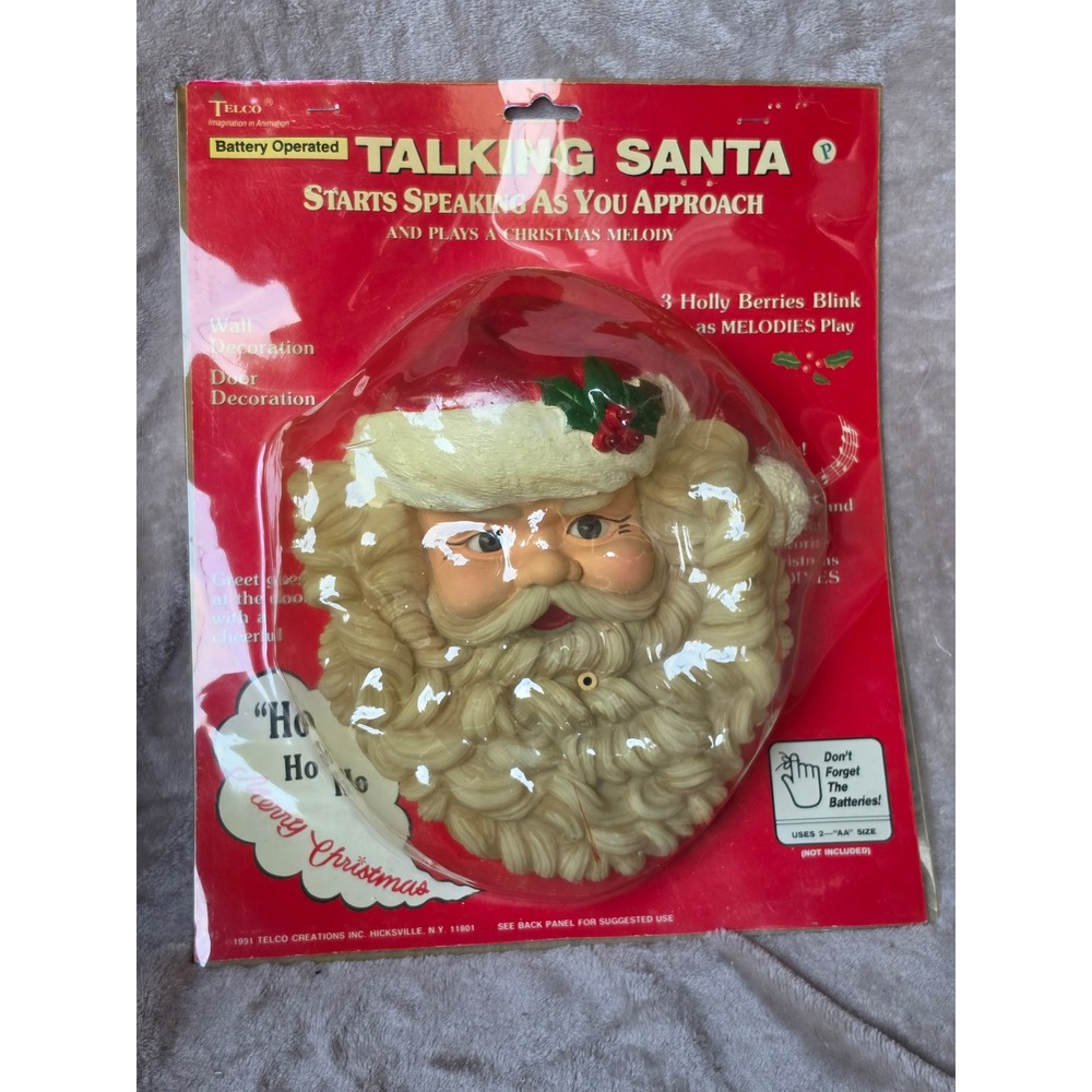 Vintage 1991 Telco Talking Santa Motion Activated Wall Decor Christmas Melody